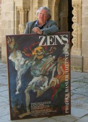 Herwig Zens mit seinem Totentanz  Kunst im Karner - St. Othmar