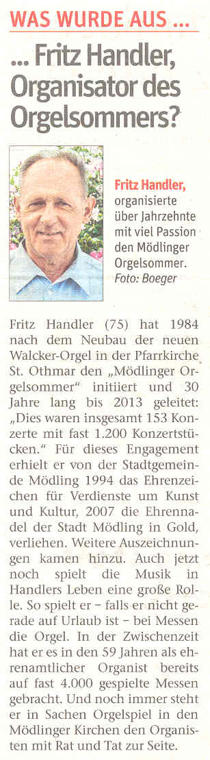 Fritz Handler in der NÖN
